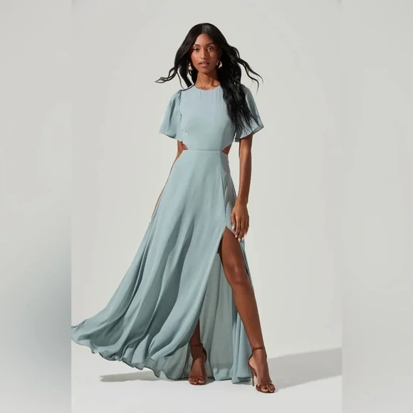 chinese dress ladies Mac Duggal High Neck Chiffon Tiered Gown